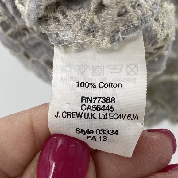 J.Crew Gray Ivory Eyelet Blouse Keyhole Cotton Size Small - Picture 5 of 5